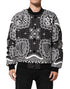 Dolce & Gabbana Black White Bandana Print Bomber Jacket